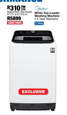 Midea White Top-Loader Washing Machine