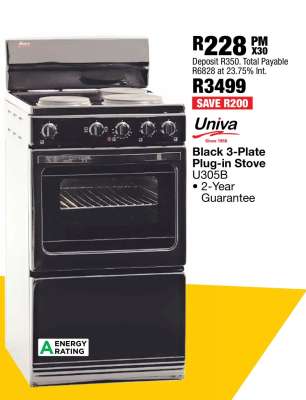 Black 3-Plate Plug-in Stove