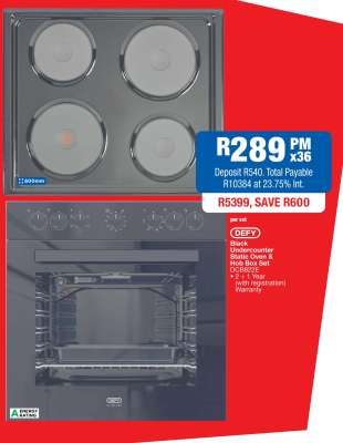 DEFY Black Undercounter Static Oven & Hob Box Set