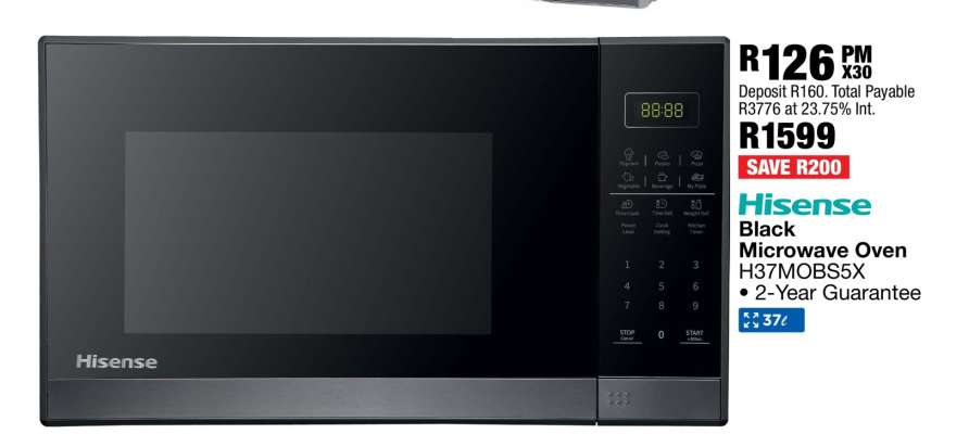 Hisense Black Microwave Oven H37MOB5SX