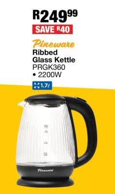 Pineware Ribbed Glass Kettle
