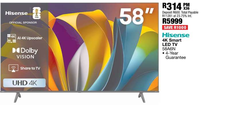 Hisense 4K Smart LED TV 58A6N