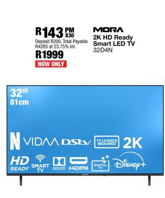 MORA 2K HD Ready Smart LED TV 32D4N