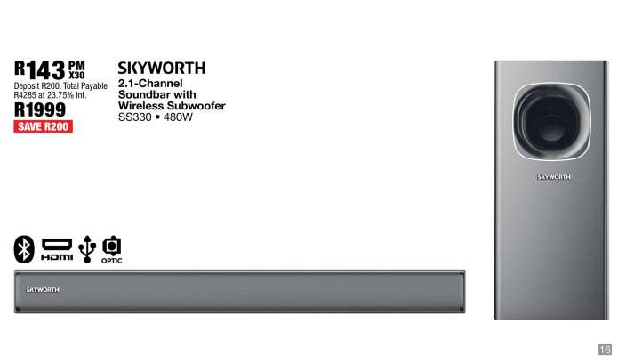 SKYWORTH 2.1 Channel Soundbar with Wireless Subwoofer
