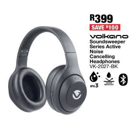 Volkano Soundsweeper Series Active Noise Cancelling Headphones VK-2027-BK