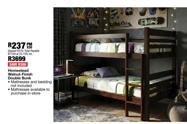 Homestead Walnut-Finish Double Bunk
