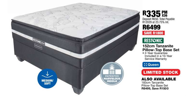 Restonic 152cm Tanzanite Pillow-Top Base Set
