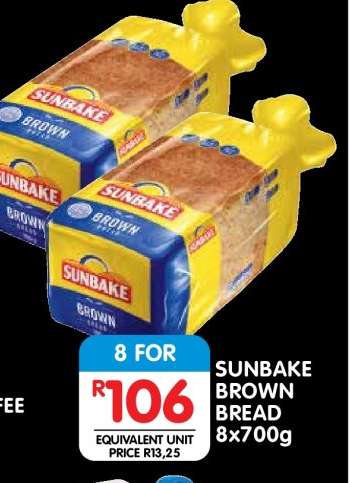 SUNBAKE BROWN BREAD 8x700g
