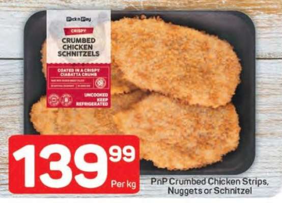 PnP Crumbed Chicken Strips, Nuggets or Schnitzel