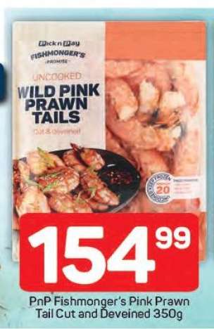 PnP Fishmonger's Pink Prawn Tail Cut and Deveined 350g
