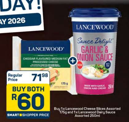Buy 1x Lancewood Cheese Slices Assorted 175g and 1x Lancewood Dairy Sauce Assorted 250ml
