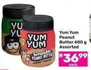 Yum Yum Peanut Butter 400 g Assorted