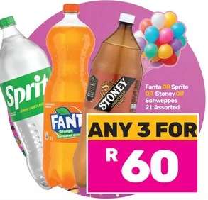 Fanta, Sprite, Stoney, Schweppes 2L Assorted