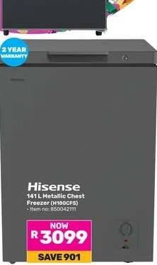 Hisense 141 L Metallic Chest Freezer (H180CFS)