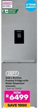 DEFY 348 L Bottom Freezer Fridge with Water Dispenser (DAC645)