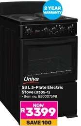 Univa 58 L 3-Plate Electric Stove (U305-1)