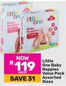 Little One Baby Nappies Value Pack Assorted Sizes