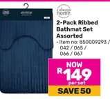 2-Pack Ribbed Bathmat Set Assorted
