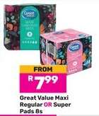 Great Value Maxi Regular OR Super Pads 8s