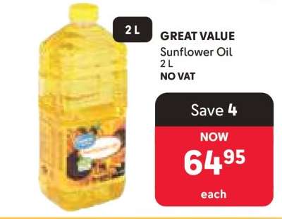 GREAT VALUE Sunflower Oil
