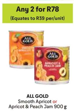 All Gold Smooth Apricot OR Apricot & Peach Jam 900 g