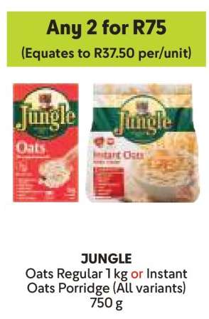JUNGLE Oats Regular 1 kg or Instant Oats Porridge (All variants) 750 g