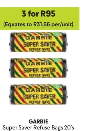GARBIE Super Saver Refuse Bags 20's