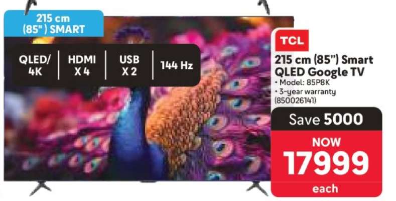 TCL 215 cm (85") Smart QLED Google TV