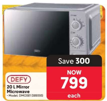 DEFY 20 L Mirror Microwave