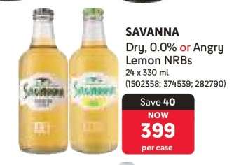 SAVANNA Dry, 0.0% or Angry Lemon NRBs