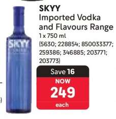 SKYY Imported Vodka and Flavours Range