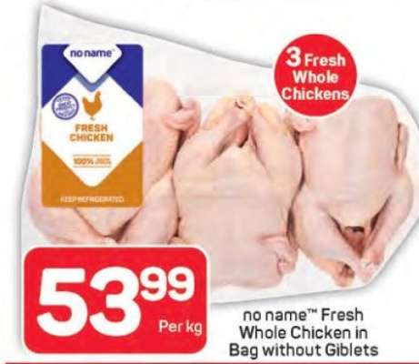 no name™ Fresh Whole Chicken in Bag Without Giblets