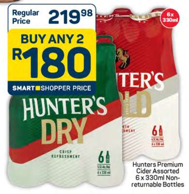 Hunters Premium Cider Assorted 6 x 330ml Non-returnable Bottles