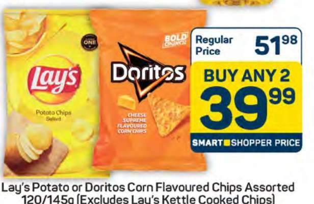 Lay's Potato or Doritos Corn Flavoured Chips Assorted 120/145g