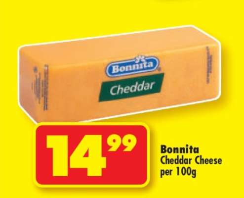 Bonnita Cheddar Cheese per 100g
