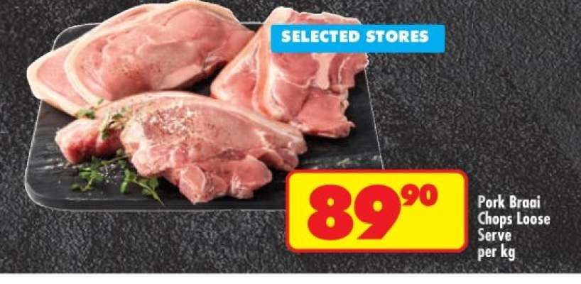 PORK BRAAI CHOPS LOOSE SERVE per kg
