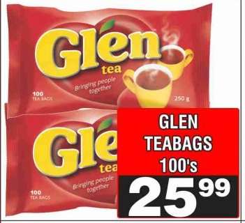 GLEN TEABAGS 100's