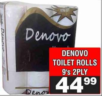 DENOVO TOILET ROLLS 9's 2PLY
