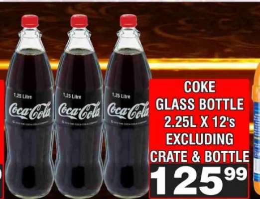 COKE GLASS BOTTLE 2.25L X 12's