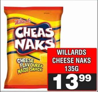 WILLARDS CHEESE NAKS 135G