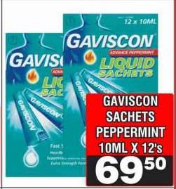 GAVISCON SACHETS PEPPERMINT 10ML X 12's