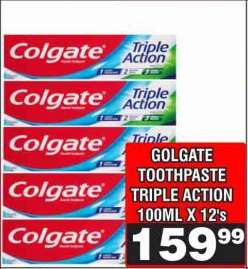 GOLGATE TOOTHPASTE TRIPLE ACTION 100ML X 12's