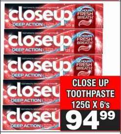 CLOSE UP TOOTHPASTE 125G X 6'S