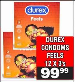 DUREX CONDOMS FEELS 12 X 3's