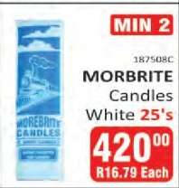 MORBRITE Candles White 25's