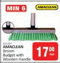 AMACLEAN Broom Budget with Wooden Handle