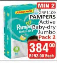 PAMPERS Active Baby-dry Jumbo Pack 2