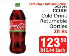 COKE Cold Drink Returnable Bottles 2lt 8s