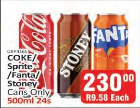 COKE/Sprite/Fanta/Stoney Cans Only