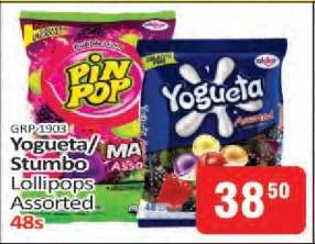 Yogueta/Stumbo Lollipops Assorted 48s